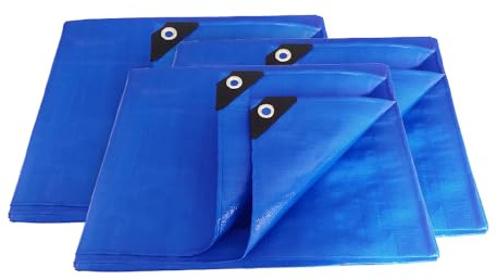 ANSIO Tarpaulin 3m x 3m / 10ft x 10ft Pack of 3 Tarpaulin Sheet 70 GSM Economy Tarpaulins - Blue