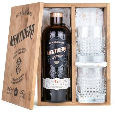Ron Mentidero Solera 12 Años - Caja regalo con 2 vasos