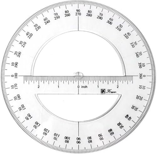 360 Degree Protractor Round Ruler Gauge Angular Drafting Tools Circle Protractor for School Education Office Classroom, Protractors, Technical Drawing Supplies (6 Inch)