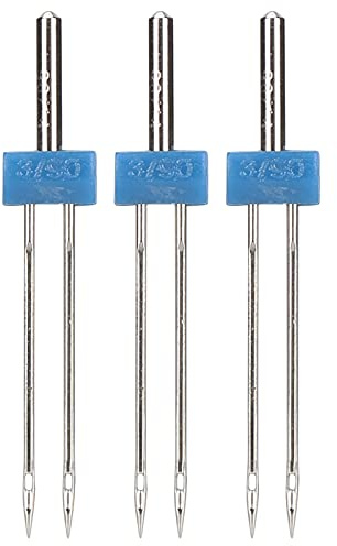 Gsycle 3 Pezzi perni a Doppio ago, Macchina da Cucire in Acciaio Inossidabile Aghi Gemelli per infilare e agganciare i Punti Accessori per Cucire per la casa (Double Machine Needle 3MM-3 Pieces/Bag)
