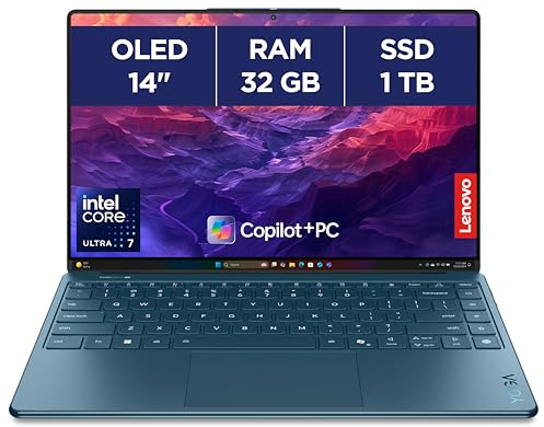 Lenovo Yoga Slim 9 14ILL10 - Ordinateur Portable 14'' 4K OLED WQUXGA Tactile Copilot+ (Intel Ultra 7 258V, RAM 32Go, SSD 1To, Intel Arc Graphics 140V, Windows 11 Home) Clavier AZERTY - Tidal Teal