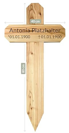 Croix funéraire XXL en bois de mélèze huilé et collé de qualité supérieure, avec gravure laser gratuite (coins carrés)
