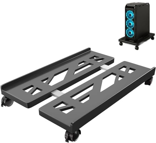 Zbozzba Soporte para Pc, Soporte CPU Móvil, Soporte Ajustable Universal, Soporte de Escritorio para Ordenador de 4 Ruedas, para Gamers, Hogar, Oficina-Negro