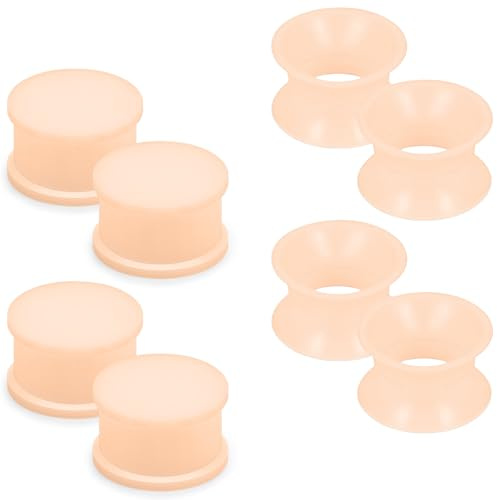 Pexveiuu 12mm Solid Flesh Skin Tone Slicone Gauges Tunnels Plugs for Ears 12 mm Double Flare Rubber Plastic Gauges Tunnels Earrings Stretching Kit Piercing Jewelry Women Men 1/2 inch