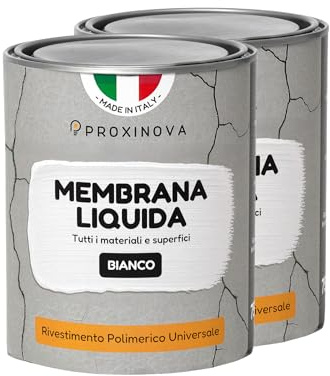 Pintura líquida Impermeabilizante Blanca 1500 ml PROXINOVA - Para Terrazas, Muros y Techos, Membrana Líquida Impermeabilizante Antihumedad, de Alta Resistencia, Revestimiento Impermeable Duradero