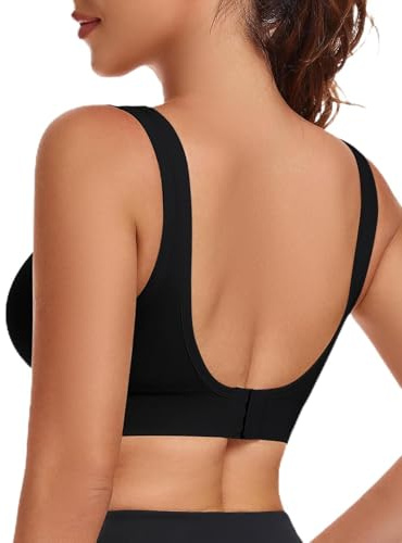 Yuson Girl Reggiseno Sportivo Donna Schiena Aperta Invisibile sotto i Vestiti Senza Cuciture Imbottitura Rimovibile Reggiseno Yoga Pilates(Nero, M)