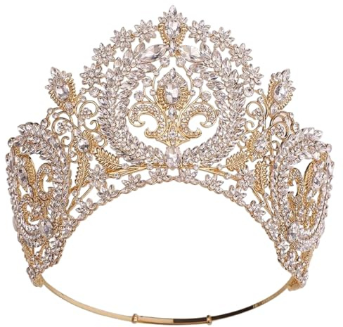 Women Round High Diadem Bridal Crown Pageant dress Bride Wedding Dress Hair Accessories