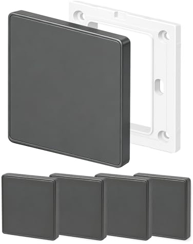 Placa de Pared Ciega, Cubierta Ciega Empotrada, 8,6 X 8,6 Cm Plástico Sin Tornillos Cubierta de Enchufe de Una Sola Marcha Para Enchufes o Interruptores no Utilizados (Gris (4 PCS))