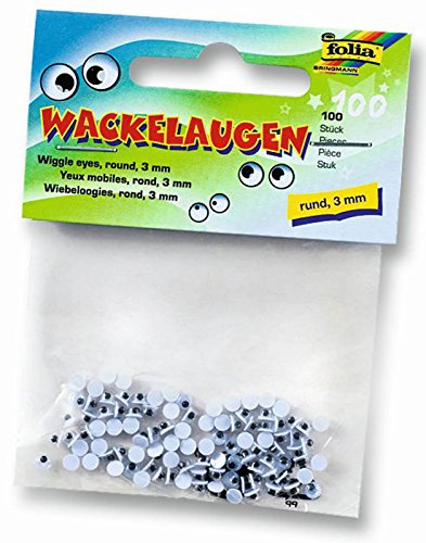 Ojos móviles redondos, 3 mm, 100 unidades, no autoadhesivos.