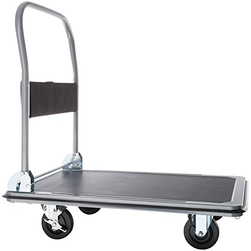 tectake® Carretilla Plegable con Mango Abatible, Ruedas Macizas, Carro de Transporte, Plataforma Ruedas, Carro Carga, Carretilla de Obra - 90 x 61 x 88,5 cm 300 Kilos de Carga