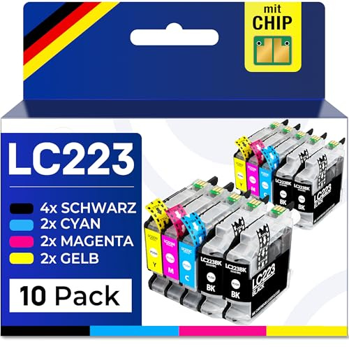 Supply Guy LC223 Skrivarbläckpatroner kompatibla med Brother LC 223 LC223XL för MFC-J5320DW MFC-J480DW DCP-J562DW DCP-J4120DW MFC-J5620DW (10 bläckpatroner)