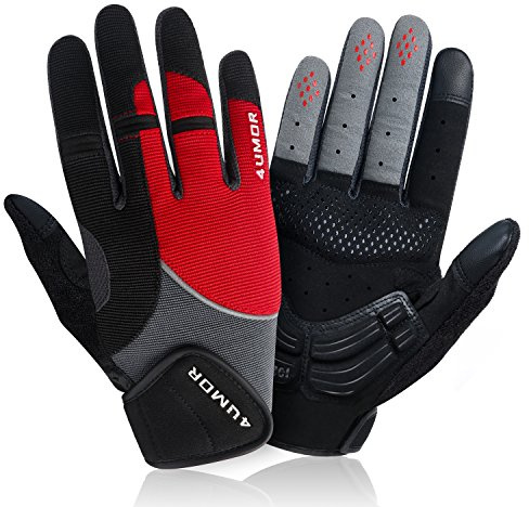 4UMOR Gants Cyclisme avec Gel Rembourré Doigt Complet - Gants Sport Respirant Souple Anti-Choc à Écran Tactile pour Vélo, VTT, Bicyclette, Motocross, Escalade, Randonnée pour Homme et Femme -Taille M