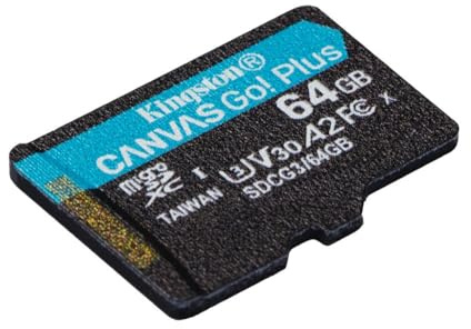 Kingston Canvas Go! Plus microSD memory card Class 10, UHS-I 64GB microSDXC 170R A2 U3 V30 Single Pack w/o ADP
