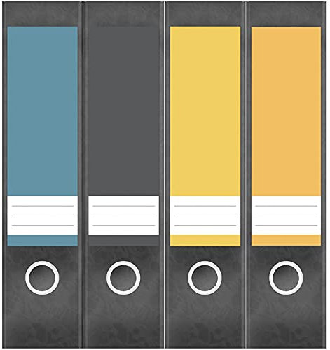 Etiketten für Ordner | Farbmix Modern 4 | 4 breite Aufkleber für Ordnerrücken | Selbstklebende Design Ordneretiketten Rückenschilder