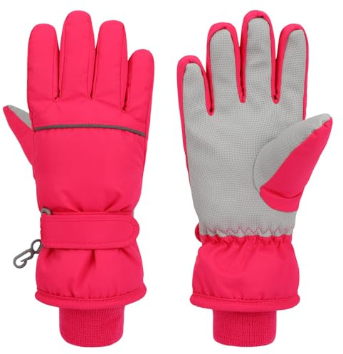 QKURT Guantes de Esquí para Niños, Guantes de Nieve Impermeables, Manoplas al Aire Libre a Prueba de Viento, Guantes de Patinaje de Snowboard para Trineo de Invierno para Niños y Niñas de 4 a 15 Años