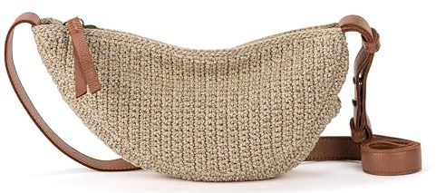 The Sak Tess Sling Bag in Crochet, Adjustable Crossbody Shoulder Strap, Bamboo Static