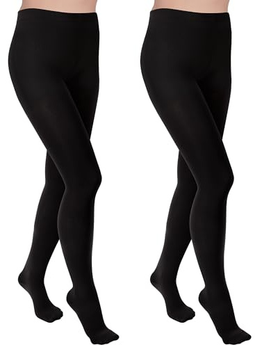 Collant termici da donna, confezione da 2, morbidi, comodi, leggeri, completamente spazzolati, comodi, elasticizzati, neri, mantengono il calore, taglia S-XL, Nero , S-M