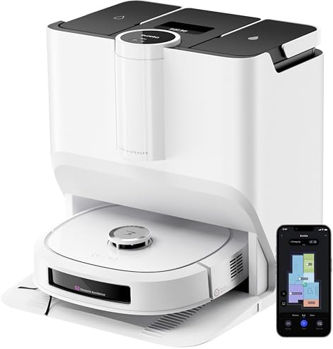 EUREKA J20 Robot Aspirador y Fregasuelos, Succión de 8000Pa, Diseño de Mopa con Secado Automático, Evitación de Obstáculos, Detección de Alfombras, Estación Base Autolimpiable, Control por Voz