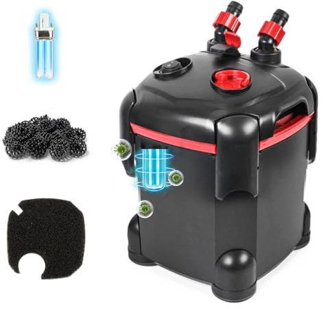 PONDFORSE Filtro per taniche da 172 GPH, Filtro Esterno per Acquario, Macchina per la Pulizia dell'Acqua Ultra silenziosa con Supporti gratuiti per acquari e acquari Fino a 30 galloni (172 GPH)