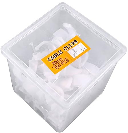 Yardenfun 100 Pezzi Morsetto in Pvc 20 Mm Cerchio Organizzatore Per Cavi Supporto Per Tubi Elettrici Gancio Per Clip Per Cavi Supporto Fisso A Parete Bianco