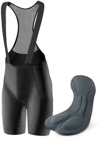 ROCKBROS Pantaloncini Bici Estivi, Pantaloncini Ciclismo con Bretelle, Salopette Ciclismo Uomo, Imbottitura 4D, Pantaloni Corti Traspiranti, Abbigliamento con Trasche per MTB, Bici da Strada