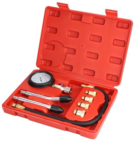 8 piezas Kit de probador de compresión De Cilindro Motor,coche bicicleta gasolina gas motor cilindro compresor presión probador medidor conjunto de prueba