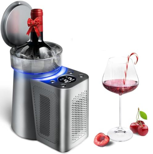 Enfriador de vino eléctrico con temperatura ajustable de 2 a 20 °, luz LED y pantalla digital, refrigeración física para mantener el sabor original