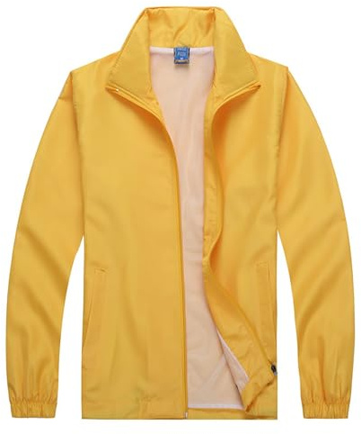 Veste coupe-vent multifonction 2025 | Unisexe pour l'extérieur/décontracté | Grands manteaux d'hiver respirants pour homme, jaune, 4XL