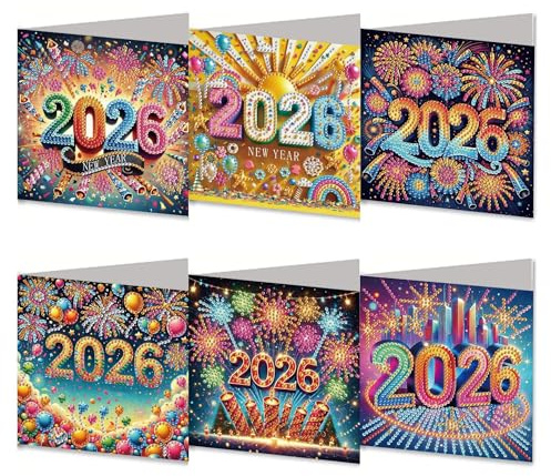 Nexoria Diamond Painting Lot de 6 cartes de Noël 5D Diamond Painting - Cartes de Noël avec enveloppe - Calendrier de l'Avent - Couronne de porte - Peinture diamant - Cartes de vœux de Noël (B)