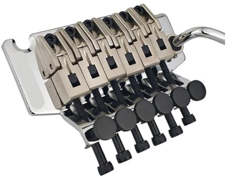 Guitarra eléctrica de 6 cuerdas con licencia, sistema de trémolo de doble bloqueo, puente de 42 mm R2, cromado y plateado