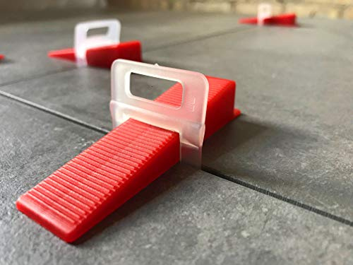2000 Laschen 500 Keile 2mm - Das GÜNSTIGE Fliesen Nivelliersystem 1mm-3mm - Zange Keile Zuglaschen individuell zusammenstellen - Mega-Auswahl an Variationen (2000 Laschen 500 Keile, 2,0mm)