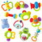 WISHTIME Rassel Beißring Set Baby Spielzeug ab 0 3 6 9 Monate 11 PCS Shaker Greifen Rassel Baby Kleinkind Spielzeug Frühe Lernspielzeug für Jungen Mädchen Baby Geschenke