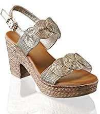IVACHY Womens Sandal Ladies Wedge Woven Braided Block Heels Summer Espadrille Platform Shoes Size UK