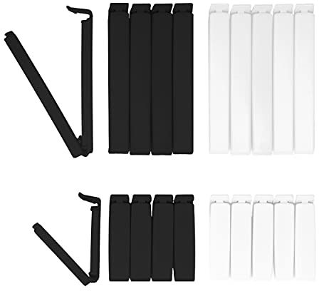 BLACK & WHITE EDITION Tütenclips (20 Stück) by BUNEO Lifestyle | 20 Verschlussclips/Beutelklammern/Clips jew. 2 x 5 Stk mit 11 cm in schwarz u weiß sowie jew. 2 x 5 Stk mit 6 cm in schwarz u weiß