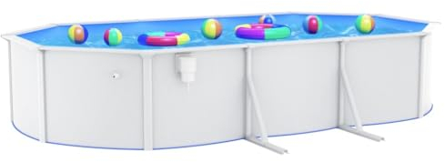 vidaXL Piscina con Pareti in Acciaio Ovale 610x360x120 cm Bianca