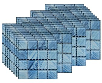 FBBULES 40 Piezas Pegatinas de Baldosas, Impermeable Papel Vinilo Adhesivo Pegatinas de Pared Azulejos Decorativos para Baño Cocina Mosaico Azul Oscuro (10 x 10 cm / 4 x 4 Pulgadas)