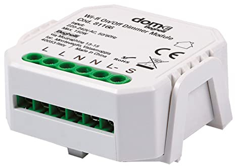 Beghelli - Dom-e Interruttore WiFi, Modulo Attuatore Wireless On-Off, Relé e Dimmer Smart, Controllo Luci da Smartphone, Compatibile con Alexa e Google Assistant, App Dom-E, Gruppo Beghelli, Bianco