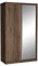 Cool24 Karol Kleiderschränke - Modern Schwebetürenschrank - Kleiderschrank mit Spiegel und Kleiderstange - Schlafzimmerschrank 140cm mit 7 Regale - Kleiderschrank Walnuss - Schrank Schlafzimmer