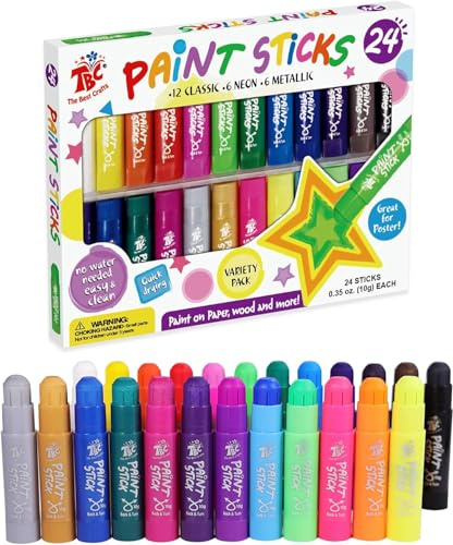 TBC The Best Crafts Crayons de couleur épais pour enfants, lavables et non toxiques, 24 couleurs, craie de cire pour tout-petits