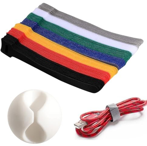 70 Pezzi Fascette Cavi Riutilizzabili, Fascette Riutilizzabili in Nylon, Fascette Riutilizzabili Colorate in 7 Colori, Ideali per la Gestione dei Cavi in Casa, Ufficio, Giardino e Altro