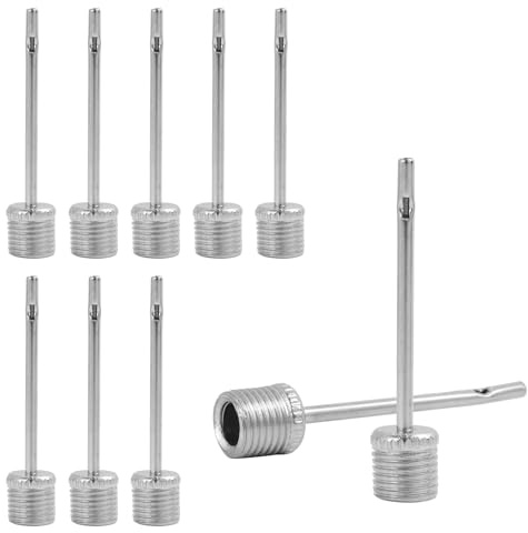 Vxiwscy Set De 10 Aiguilles De Pompe À Boule ，Kit D'Aiguilles À Balle en Acier Inoxydable Robuste Aiguilles De Pompe À Balle avec Boîte De Rangement Pratique - Universel, Durable Et Facile À Utiliser