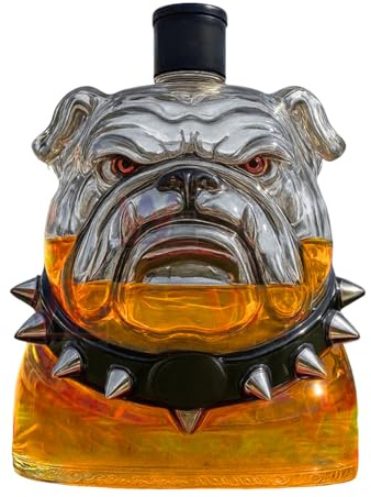 Decanter Per Whiskey - in Bulldog da 300ml per Whisky | Servitore Alcolici Arredamento Casa per Uomo Bar Soggiorno Cene Matrimoni Feste