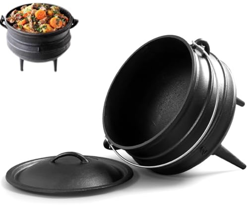 Grande Calderone In Ghisa, Pentola Africana Potjie Con Coperchio, 3 Gambe Per Una Distribuzione Uniforme Del Calore, Pentola Da Campeggio Per Stufati, Bollire, Padella(0.8L)