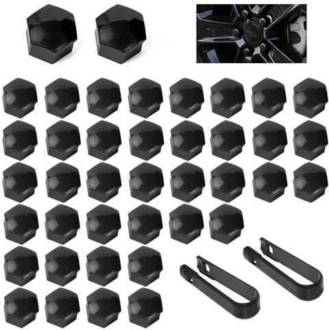 GmwyCzV 40 Piezas Tapones Tornillos Ruedas Coche, 19mm Plástico Tapa de Tuerca de Coche, Hexagonales Tapas para Tuercas de Rueda con 2pcs Herramienta de Extracción, Tapas Tornillos Ruedas Coches