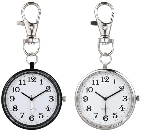 LALADEFIEE Lot de 2 Montres à Gousset d'Infirmière en Alliage Grand Affichage, Porte-Clés Suspendu pour Soignants et Étudiants en Examens