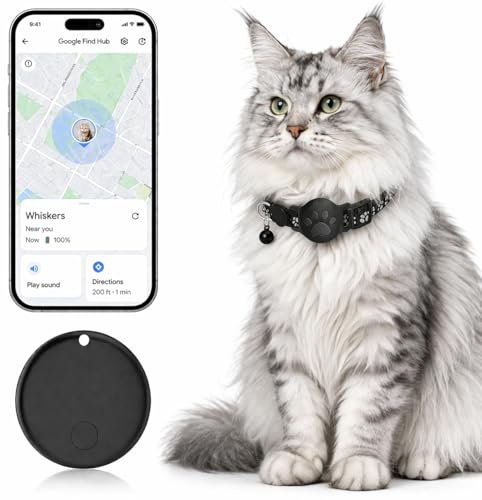 Pet Tracker, collare GPS per gatti (solo Android), smart tag, impermeabile, compatibile con Google Find My, senza canone mensile, soluzione di monitoraggio avanzata, collare intelligente per la