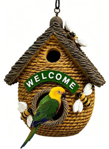 Casita De Pájaros para Exteriores | Decorativo Forma Colmena | Casa para Pájaros Pinzones Al Aire Libre | para Patio, jardín, árbol, balcón, Porche, Parque, Patio Trasero y jardín al Aire Libre