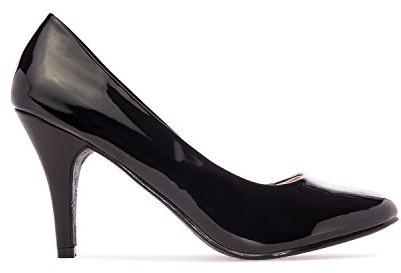 Andrés Machado - Élégants Escarpins rétro pour Femme/Adolescent pour l´été et l´Hiver - AM422 - Bout Arrondi en Vernis Modèle Taille Petit - Talons Fins - Verni Noir - EU 40