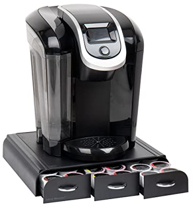 Mind Reader Single Serve Coffee Pod Organizer with 3 Drawers, 36 Pod Capacity, 13.5L x 12.25W x 2.5H, Black