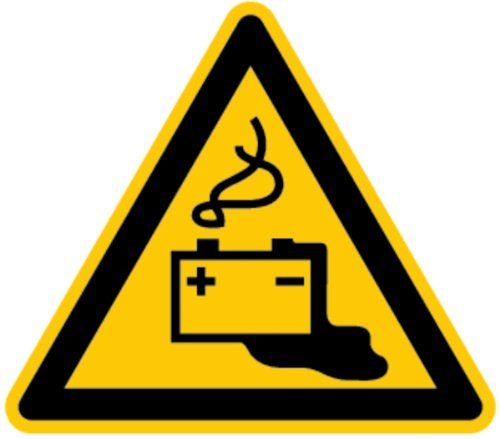 LEMAX® Warnschild, Warnung vor Gefahren durch Batterien W026 DIN EN ISO 7010 Kunststoff gelb/schwarz, 200mm